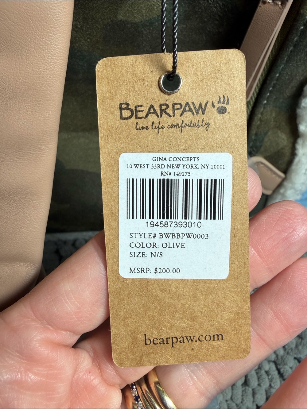 BearPaw Camo Backpack with Cream Sherpa Trim and Tan Accents - Picture 3 of 13